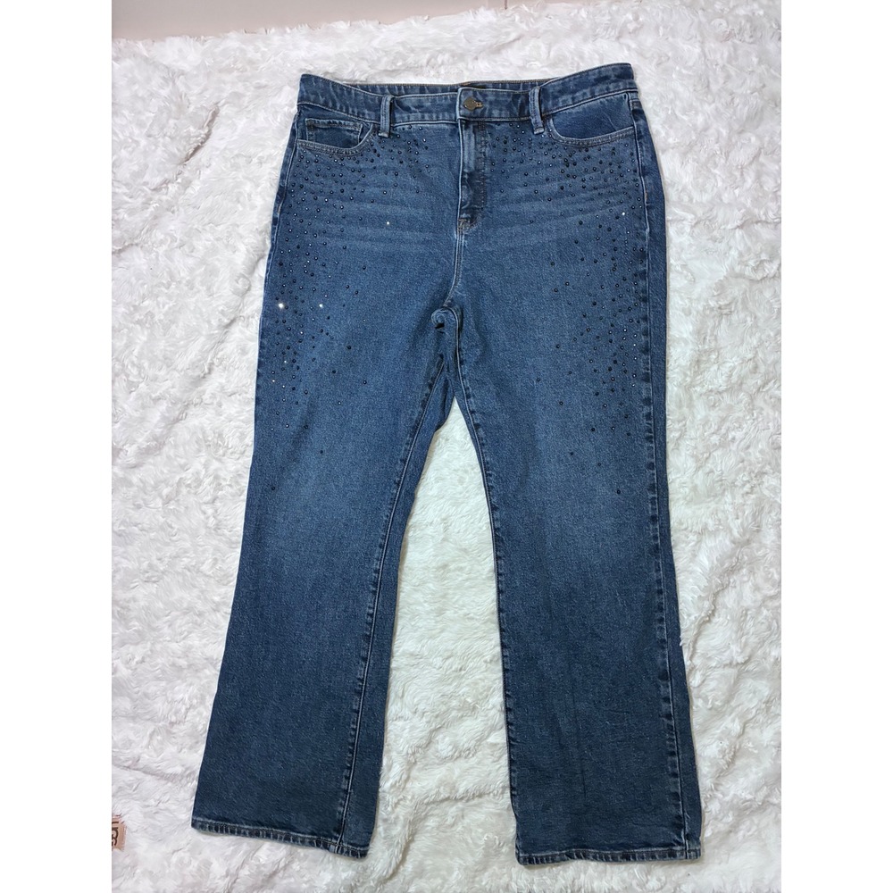 Talbots Barely Boot Rhinestone Embellished High Rise Jeans Blue Size 16